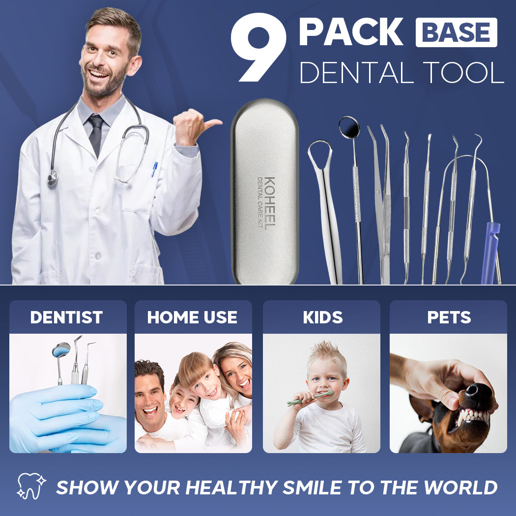 ※訳 TECHNO MEDICAL DENTAL キット KOHEEL Dental Tools with Metal Case, 8 Count Teeth Cleaning Tools Set,