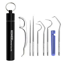Load image into Gallery viewer, KOHEEL Toothpicks Pocket Set, Reusable Dental Floss Picks Kit, Stainless Steel Teeth Cleaning Tools