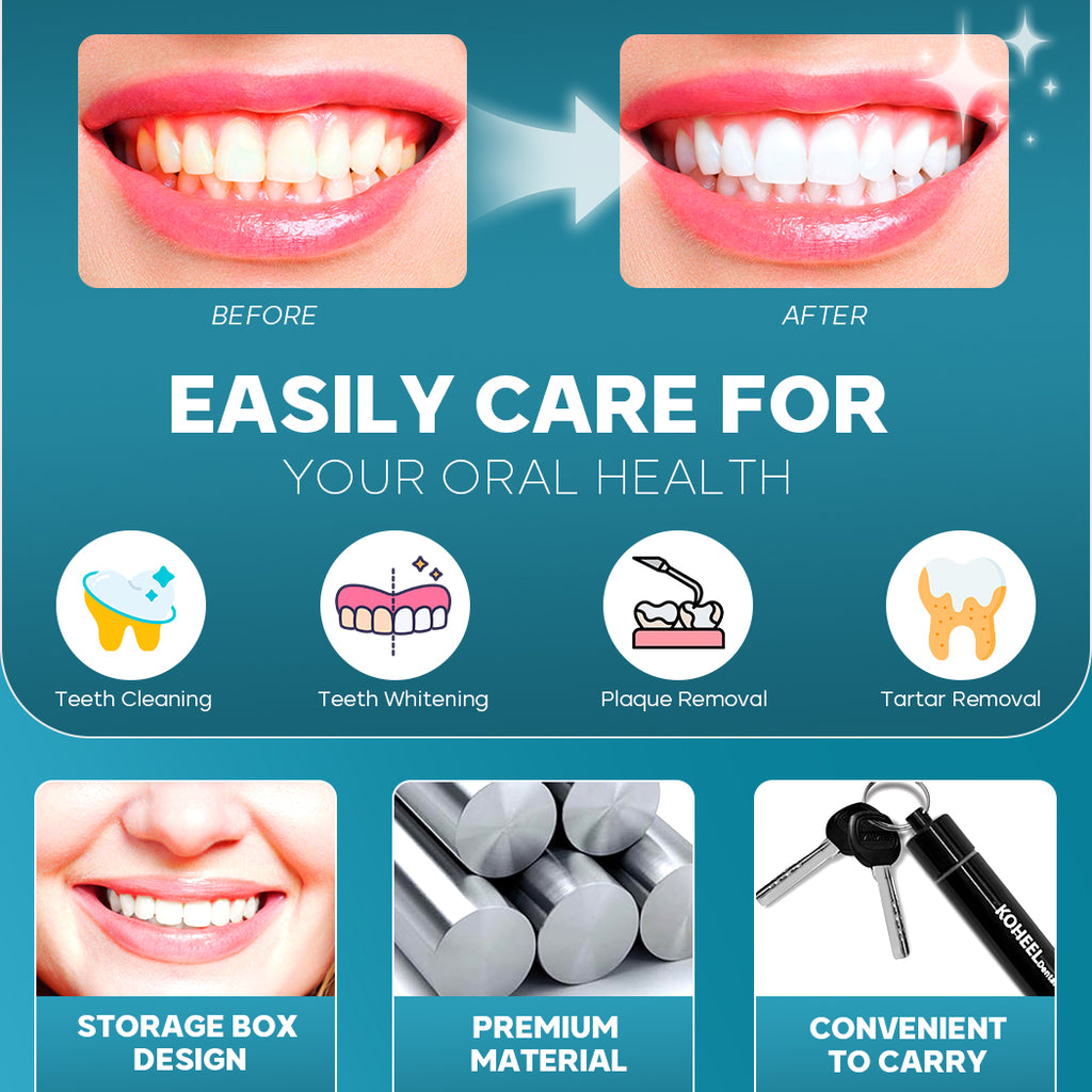 KOHEEL Dental Tools with Metal Case, Teeth Cleaning Tools Set, Remove Plaque, Oral Care Hygiene Kit & Toothpicks Pocket Set, Reusable Dental Floss Picks Kit, Tooth Picker (1 Pack)